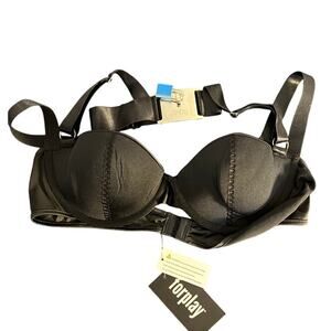 NWT Forplay Keep It Locked Black Bra Size L